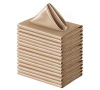Counfeisly 50 Pack Square Satin Dinner Napkins, 20x20 Inches Silky Soft Smooth Table Cloth Napkins for Restaurant Weddings Banquet Party Decoration, Taupe