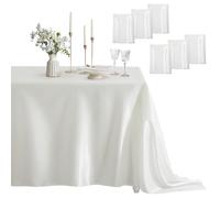 Counfeisly 6 Pack Square Satin Table Cover, 52 x 52 Inches, Off White