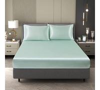 Counfeisly King Size Satin Fitted Sheet, Silky and Breathable Luxury Deep Pockets Fitted Sheet Only, Mint Green