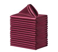 Counfeisly Square Satin Dinner Napkins, Burgundy, 20x20 Inches, 50 Pack