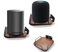 Counlisha Universal Speaker Wall Mount,Secure Adjustable Real Wood Wall Bracket Holder,Small Speakers Shelves for Bose,homepod,JBL,Sonos,Sony,KEF,Google,Roku (Walnut,2 Pack)