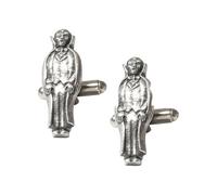 Count Dracula Cufflinks, Handcrafted English Made Pewter, Silver Finish, with Leatherette Gift Box