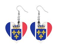 Count Henri of Chambord's Flag of France Round Wooden Earrings Boho Drop Pendant Fashion Gifts for Women