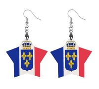 Count Henri of Chambord's Flag of France Round Wooden Earrings Boho Drop Pendant Fashion Gifts for Women