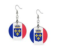 Count Henri of Chambord's Flag of France Round Wooden Earrings Boho Drop Pendant Fashion Gifts for Women
