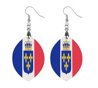 Count Henri of Chambord's Flag of France Round Wooden Earrings Boho Drop Pendant Fashion Gifts for Women