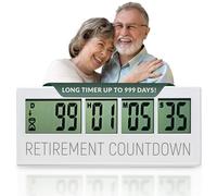 Countables Retirement Countdown Clock - Up to 999 Days LCD Digital Timer - Easy to Set and Read - Silver