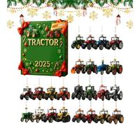 Countdown | 2D Acrylic Christmas Decoration - 24 Day Advent with Tractor Theme Decorations for Christmas Trees - for Children and Adults for Celebration
