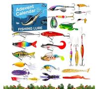 Countdown Advent Calendar - 2025 Christmas Fishing Bait Set Countdown, Tackle Realistic Bait for Rivers, Lakes, Freshwater, Saltwater, Reef, Coastal, Outdoor, Holiday, Birthday, Friends