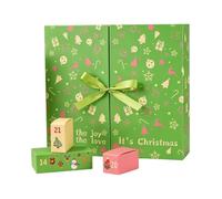 Countdown Box Christmas 24-Day Calendar Countdown Advent | Party Favor Boxes for Women Men Homeowners Parents Families Organizers Apartment Gathering Themed Events Green