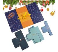 Countdown Boxes - 13.19 x 12.01 inches 24 Day Folding Containers for Seasonal, Holiday Parties with Fill Function, Reusable Packaging for Candy Jewelry Toys, Paper Red Green, Christmas Storage