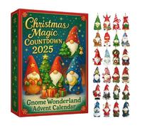 Countdown Calendar - 10.24x7.09x1.18 inch 24 Days Gnome Christmas 2025 Holiday Decor for Teens, Family with Table Display, Shelf Ornament for Home Decoration, Red and White Festive Style