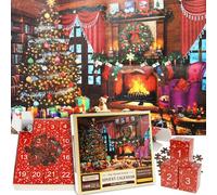 Countdown Calendar 2024 Christmas Calendar Jigsaw Puzzles, 24 Days Surprise Countdown Calendars, 1008pcs Puzzles for Adult Kids, Great Stocking Stuffer Gift for Xmas Party Home Decor (fireplace)