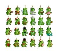 Countdown Calendar 2025 - Frog Christmas Countdown Calendar With 2D Acrylic Flat Cute Animals Figurines Frogs Pendants Ornament Hanging For Christmas Tree Decorations And Present For Family Friends