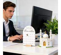 Countdown Calendar - 20x12.7cm Acrylic Advent Desk Ornament, Elegant Wooden Base Tabletop Decoration, 30 Day Magnetic Tracker | Festive Home Display For Indoor Fireplace Office Bedroom Shelf Mantel