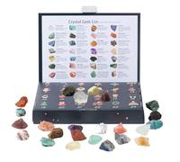 Countdown Calendar - 21.5 x 14.7 cm, Minerals Collection | 24 Day Christmas - Crystal Gems | Raw Stone Holiday - Gift for Kids, Women, Men