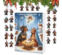 Countdown Calendar, 24 Days Advent Calendar with Christmas Dachshund, 2D Cute Interior Decorations | For Holidays December Fireplace Window Party Entrance