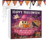 Countdown Calendar, 24 Days Calendar Halloween Ghost Decoration, Small Home Ornament, Holiday Collector Display, December Christmas Tree Accent, Study Rooms, Shop, Living Room Decor, 32x7x28cm