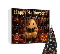 Countdown Calendar, 24 Days Calendar Halloween Ghost Decoration, Small Home Ornament, Holiday Collector Display, December Christmas Tree Accent, Study Rooms, Shop, Living Room Decor, 32x7x28cm