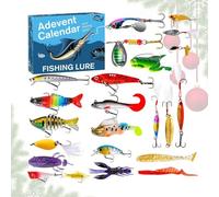 Countdown Calendar - 24 Days Calendar with Realistic Baits | Gift for Beginner Fishermen Men Father | Fresh River Sea