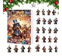 Countdown Calendar, 24 Days Christmas Advent Calendar with Dachshund, 2D Acrylic Home Decoration - for Celebration Holidays December Family Party Children Boys Adult