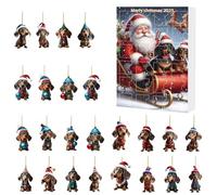 Countdown Calendar 24 Days Christmas Calendar with Dachshund Pendants | Cute 2D Pendant for December, Entrance, Fireplace, Door, Window, Trees, Living Room, Bedrooms,