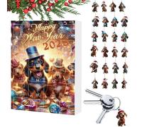 Countdown Calendar - 24 Days Dachshund Pendant Advent Ornaments | Cute 2D Figures Date Display Equipment Holiday Decoration Planner Numbered Fest