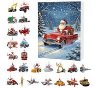 Countdown Calendar | 24 Days December Calendar Countdown | Christmas Tree Decoration Santa Transport Theme Vehicle Pendant | For Tree Home Holiday Predecoration Front Door