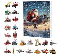Countdown Calendar | 24 Days December Calendar Countdown | Christmas Tree Decoration Santa Transport Theme Vehicle Pendant | For Tree Home Holiday Predecoration Front Door