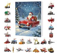 Countdown Calendar,24 Days December Calendar Countdown | Garland Transport Theme Vehicle Holly Embellishment For Tree Home Holidays Front Door