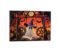 Countdown Calendar - 24 Days Halloween Countdown | 2D Flat Acrylic Spooky Ghost Ornaments with Reading Book Theme, Daily Family Activity for Kids Adults Classroom School Party Decor 10.63x7.28x1.38in