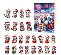 Countdown Calendar - 24 Days Holiday Cat Calendar, 2nd Acrylic Pendant Calendar, Cute Kitten Pendant Calendar, Cute Cats Advent Gift for Winter, Christmas, New Year, Christmas Time, Backs