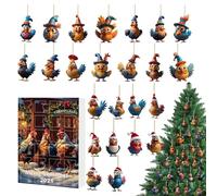 Countdown Calendar - 24 Days Vacation Calendar Rooster Pendant, Christmas Countdown Calender | Festive Acrylic Decor For Wall Festival Gathering Party Home House Display