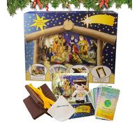 Countdown Calendar - 25 Days Holiday Set With Manger Activity Cards | Christian Christmas Event Party Decoration | Family Kids Adults Festive Gathering Joyful Advent Plush Seasonal Fun