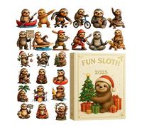 Countdown Calendar, 2D Acrylic Advent Decoration, Christmas Decoration in the Shape of a Sloth for 24 Days, for Animal Lovers for Decoration on the Wall and Window for Holidays and Winter Festivals