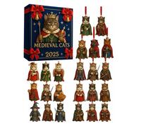 Countdown Calendar - 2D Acrylic Cat Advent Decoration - 24 Days Cat Christmas Tree Decoration Ornaments - For Festive Equipment Home Collection Party Window Wall Celebration Pet Lovers