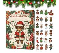 Countdown Calendar | 2D Acrylic Figurines - Animal Christmas Calendar with Santa Hats - Office Bedroom Window Door Car Kitchen Holiday Year