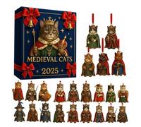 Countdown Calendar - Acrylic Cat Ornament, 24 Days Festive Advent Component, Vibrant Full Color Printing, Simply Number Marker Function, Holiday Pet Lover Accessory for Tree Decoration