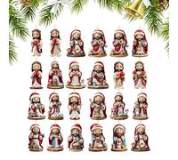 Countdown Calendar - Acrylic Wall Decor | Christmas Ornament - Decorative Calendar with 24 Pendants 26x18x3cm for Party, Festival and Sunday Celebration Display