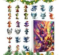 Countdown Calendar Dragon,24 Days Acrylic Christmas Dragon Countdown Calendar | Home Decorations for Birthday Thanksgiving Apartment Dormitory School Room Offices Party Home