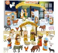 Countdown Calendar For Christmas | 2025 Nativity Scene 24 Days - Small Figurines Birth - For Kids Adults Desk Table Bookshelf Classroom Church