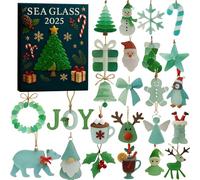 Countdown Calendar for Christmas Decorations - 2D Crafts in Blue, 24 Day Christmas Tree Decorations for Women Men Girls Christmas Decoration Birthday Festive Decoration