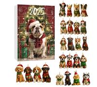 Countdown Calendar for Dogs Christmas - 2D Acrylic 26x18x3cm 24 Day Seasonal Pendant Ornament | Tree, Window, Wall, Door Display, Shelf, Courtyard, A