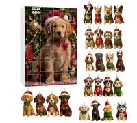Countdown Calendar for Dogs Christmas - 2D Acrylic 26x18x3cm 24 Day Seasonal Pendant Ornament | Tree, Window, Wall, Door Display, Shelf, Courtyard, A