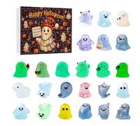 Countdown Calendar Halloween Glowing Ghos-t 24 Days Advent Halloween Glowing Ghos-ts Calendar Cute Figurine Ornaments For Kids, Teens, Boys, Girls Holiday Decoration (Sky Blue, 26x18cm)