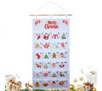 Countdown Calendar Pocket 24-Day Multi-Purpose Fillable Bag | Christmas Calendar Pockets Wall Decor for Kids Boys Home Kitchen Living Room Bedroom Nursery Door Party Holiday White