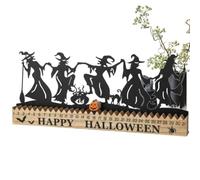 Countdown Calendar To Halloween Spooky Scary Wooden Table Sign | Moving Witch Countdown Calendar for Women Men Living Room Bedroom Study