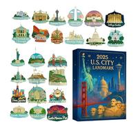 Countdown Calendar Toy, 2D Flat City Landmark Home Decoration, 24 Days Countdown Calendar for Christmas, for Entrance, Shops, Living Room, Bedroom, Kitchen, Holiday, Birthday Party