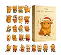 Countdown Calendar | Yak Favor 2D Flat Acrylic - 24 Days Festive Highland Cow for Christmas Tree | for Lovers Friends Family Enthusiasts Holiday Season Home