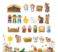 Countdown Christmas Calendar - 24 Days Nativity Scene Advent, Religious Figures from the Nativity Scene History - for Children Christmas Games Church Christian Christmas Time and Tradition